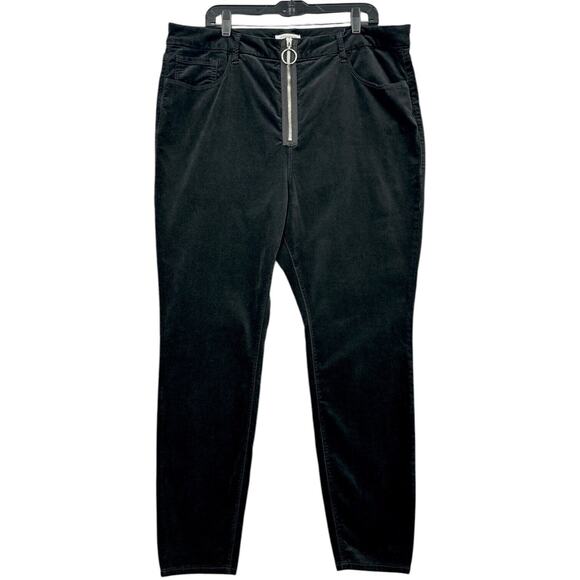 Good American Black Good Waist Exposed Zipper Velvet Pocketed Pants‎ Size 20 - Picture 1 of 8